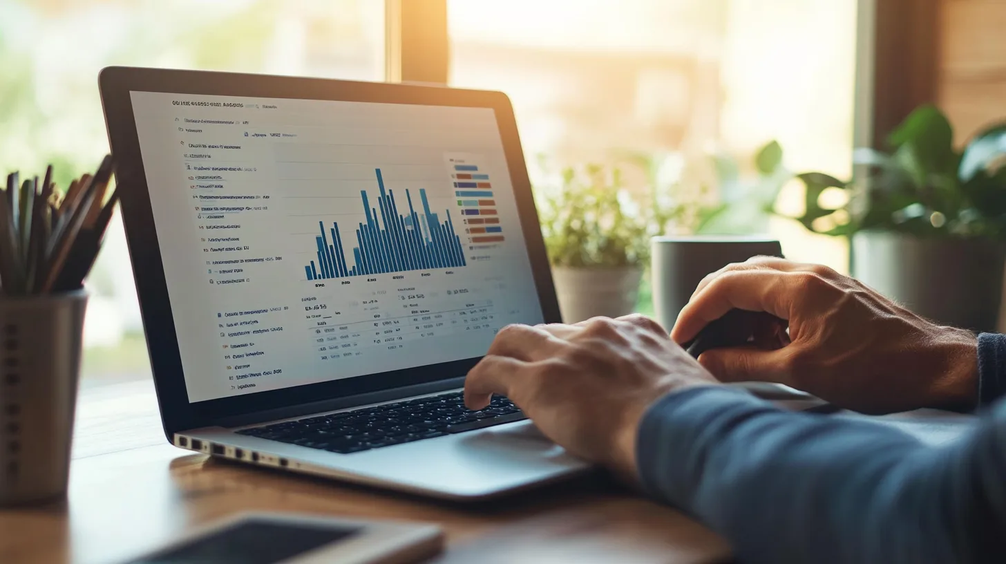 E-commerce dashboard op laptop met Shopify statistieken