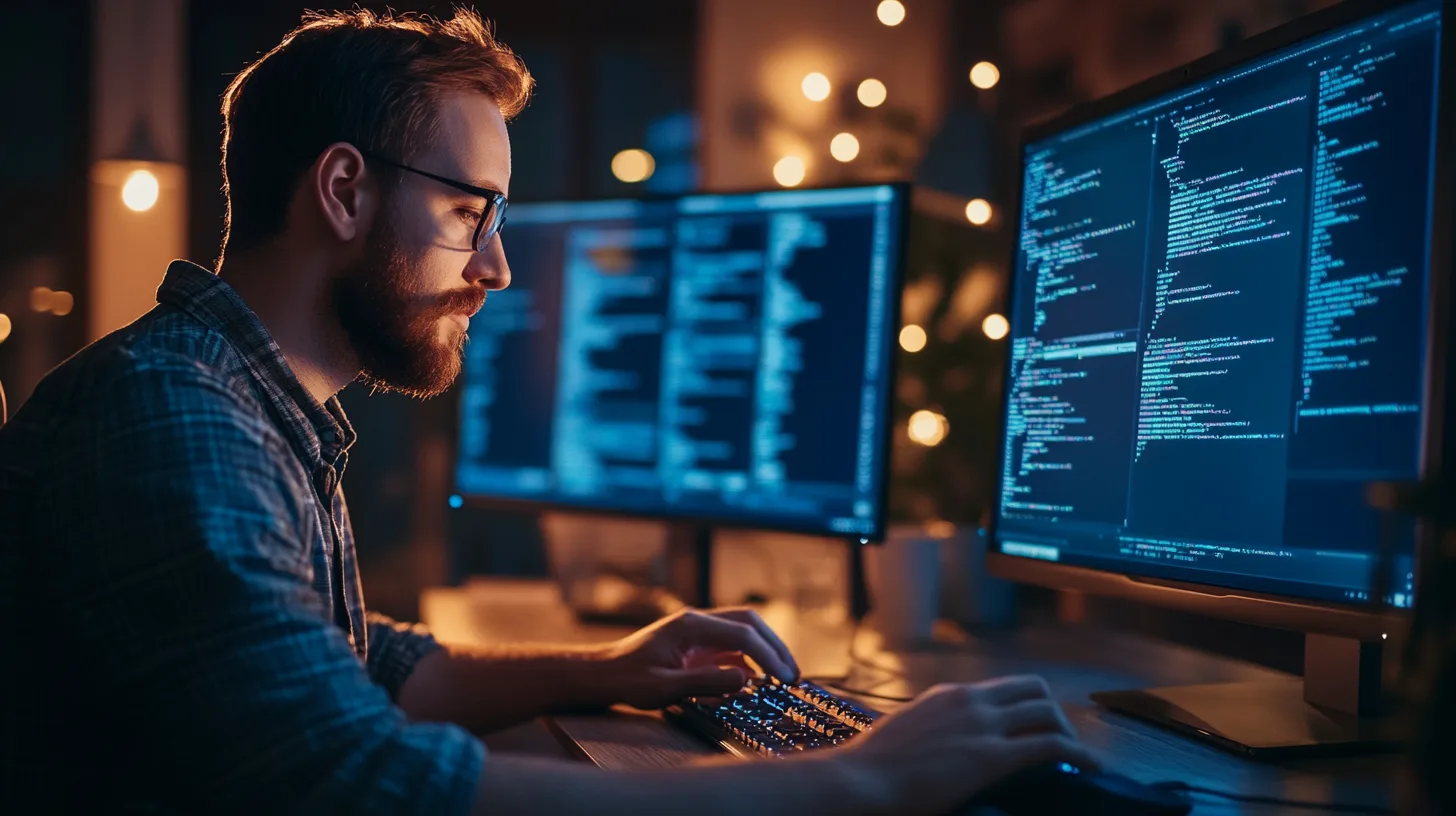 Developer analyseert website performance op meerdere schermen