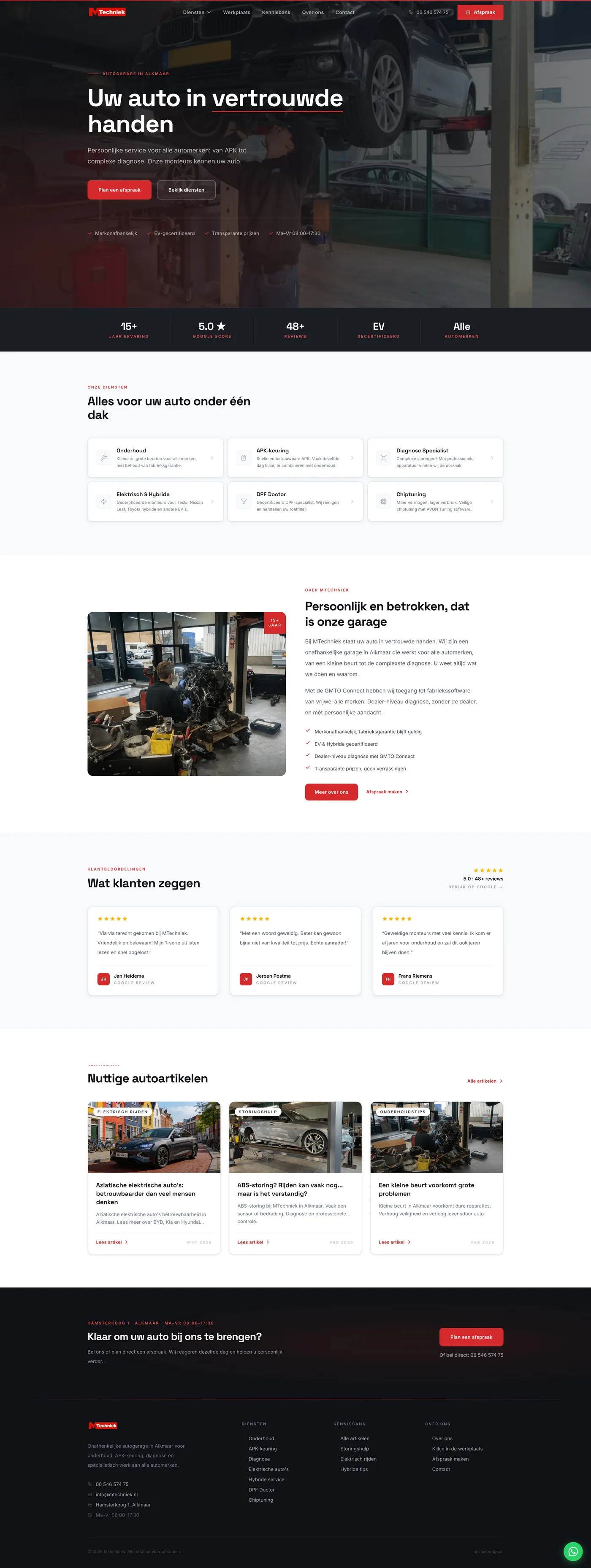 Website MTechniek - gebouwd door NexBridge