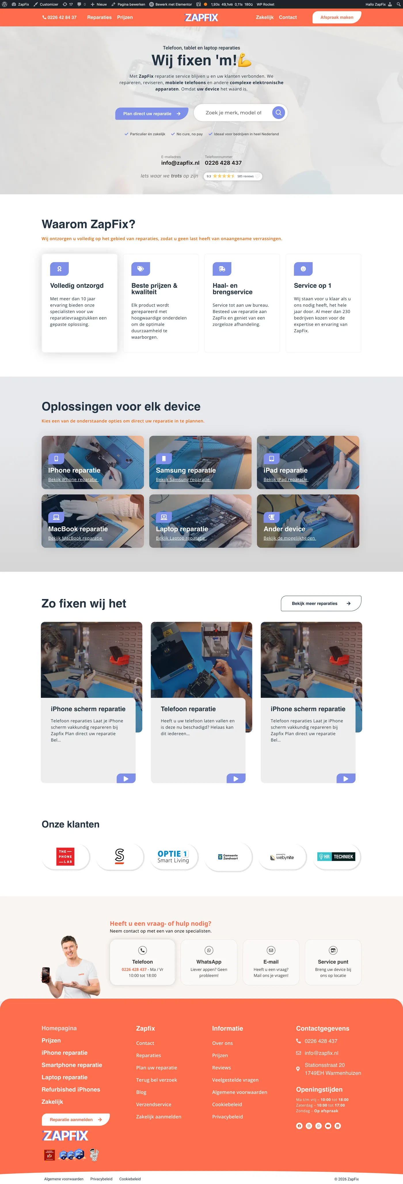 Website ZapFix - gebouwd door NexBridge