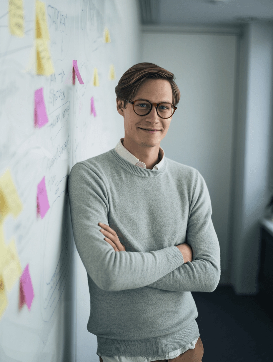 Ondernemer schetst CRM proces op whiteboard