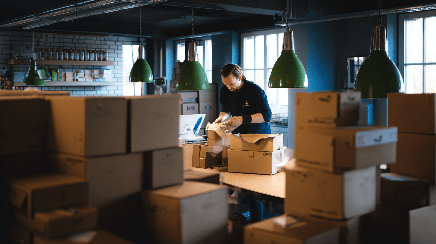 Ondernemer pakt bestellingen in