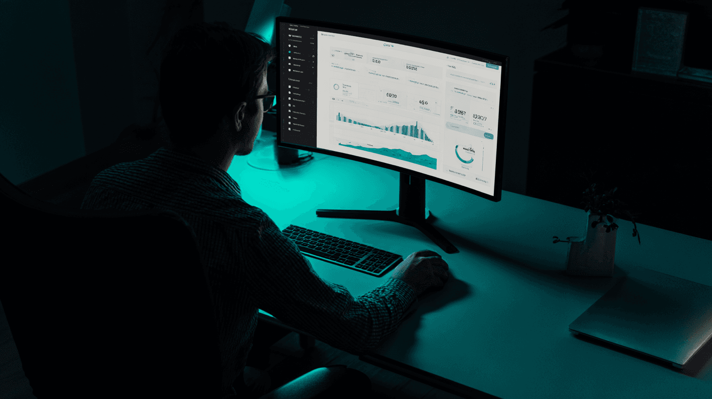Marketeer aan minimalistisch bureau